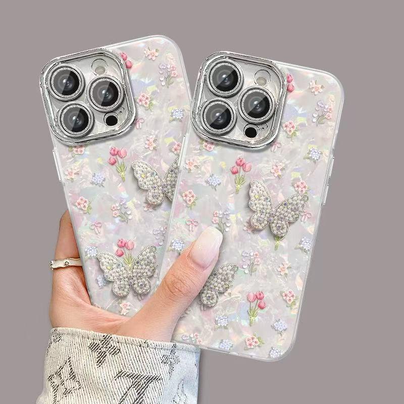 Pearl Butterfly Porous Case for iPhone 17 Pro Max/15/12/11/16