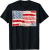 Vintage Printed Patchwork US Flag Patriotic 4th of July T-Shirt