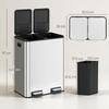 2 X 30L Double Kitchen Bin, Stainless Steel Pedal Rubbish Bin with Dual Compartments, Soft Close Lids, Silver Tone