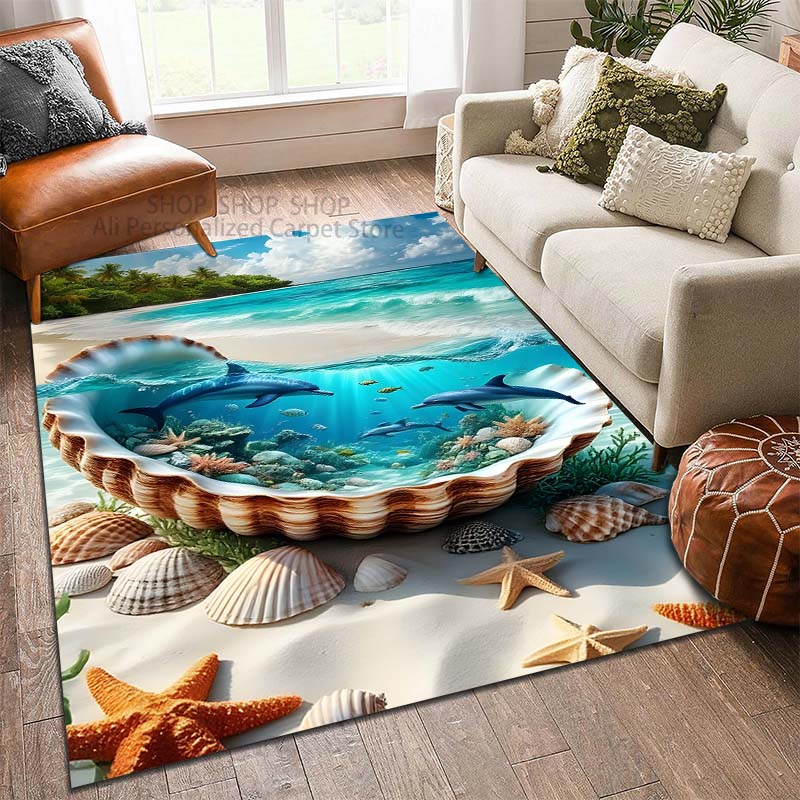 

1PC Mystery Dreamy Ocean Starfish Art Pattern Carpet for Living Room Bedroom Sofa Home Decor Non-slip Floor Mat Luxury Gift 40x60cm