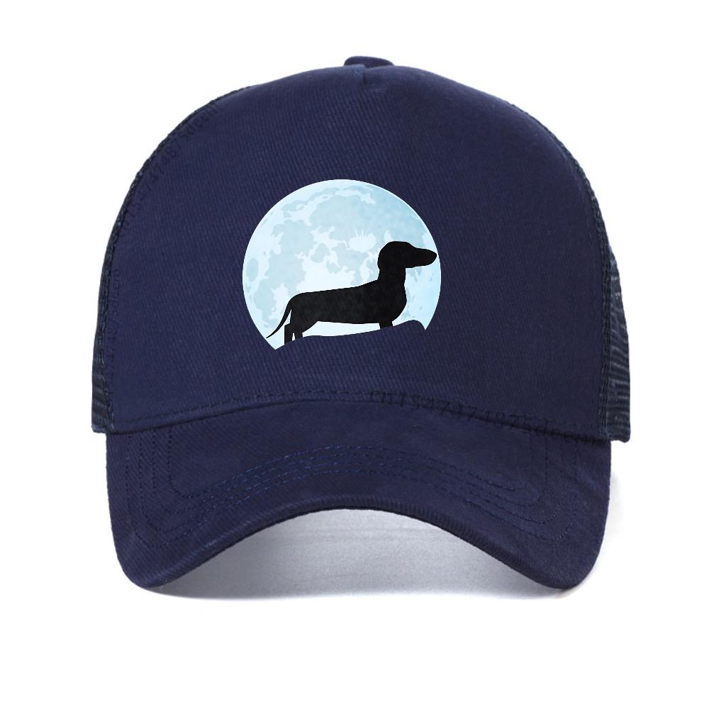 Moon Dachshund Lover Baseball Cap For Women Men Graphic Breathable Sun Hat Sumer Casual Mesh Trucker Caps Adjustable Hats