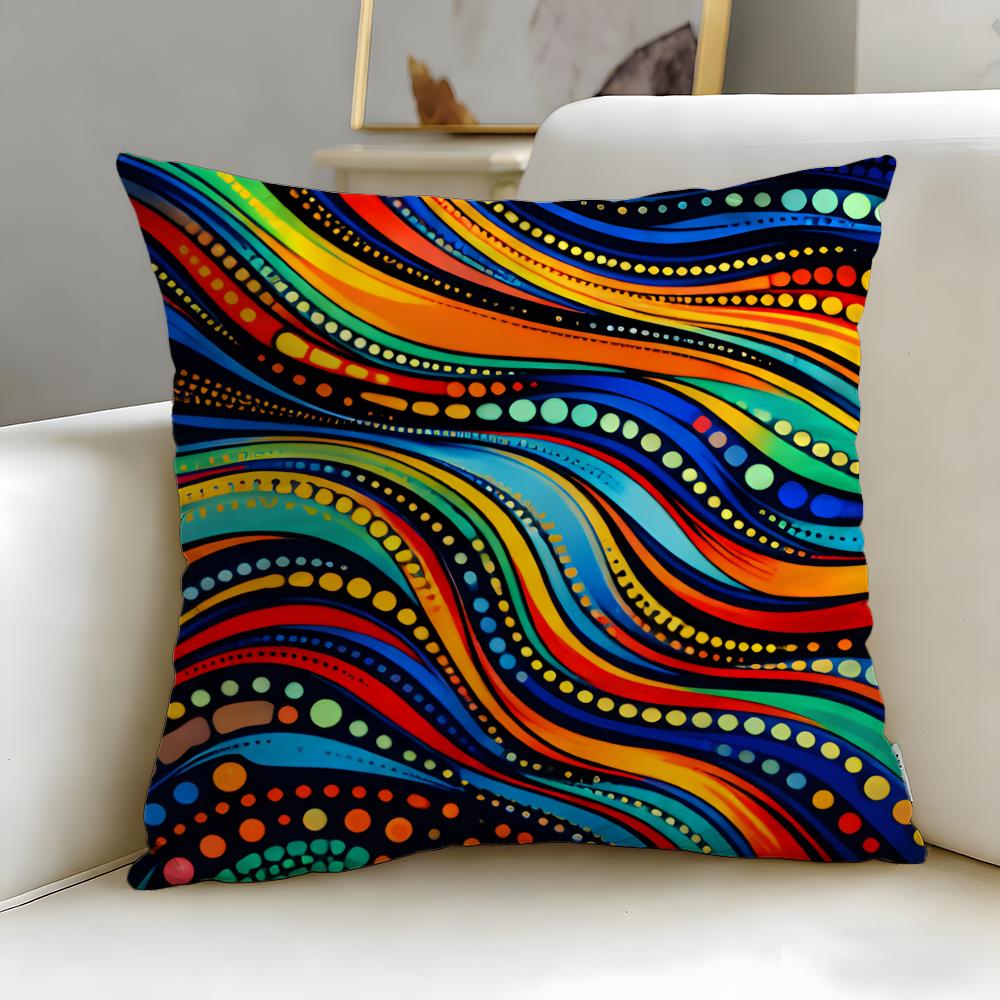 Pattern Colorful Pattern Cushion Cover Soft  EasyWash Pillow Case  Versatile for Couch Bed Travel and Office