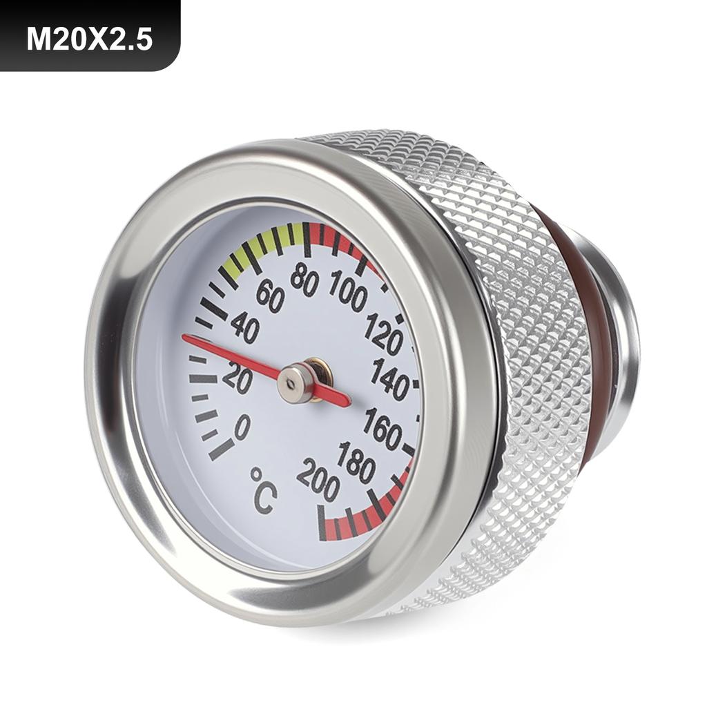 New M20x2.5 Motorcycle Fuel Tank Caps With 0-200 Oil Temperature Gauge Pointers Dial Meter Black/Silver Replacement Accessories