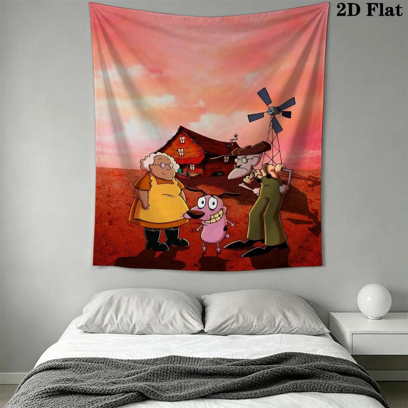 Courage the Cowardly Dog Wall Tapestry Aesthetic Wall Hanging Printed Fabric Blanket Decorative Tapestries for Bedroom Living Room Home Decor