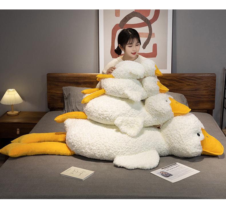 Cuddly White Duck Pillow Plush Toy - Super Soft Sleep Hug Doll for Girls, Perfect Birthday Gift