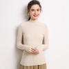 2024 Autumn/Winter Women's Ribbed Cashmere Sweater with Half-High Neck