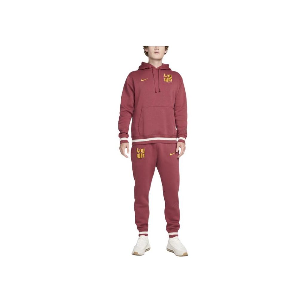 Nike Comfortable Soft Letter Hooded Long Sleeve Football Shirt Men Tops Burgundy FQ3004-661