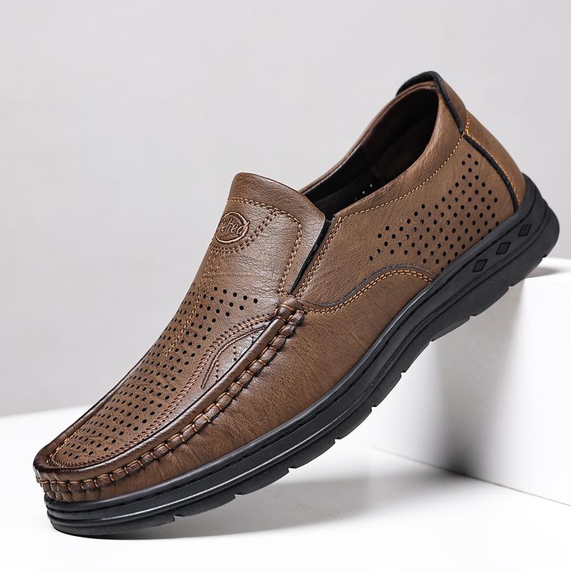 

Повседневная обувь из натуральной кожи для мужчин, обувь для ходьбы на плоской платформе, уличная обувь, лоферы JZ-29806 44 хаки