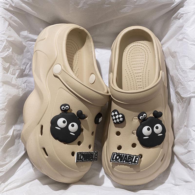 2025 Trendy Xiaohongshu Influencer Cute Cartoon Non-slip Thick-soled Summer Outdoor Closed-toe Slippers
