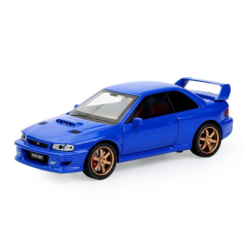 1/32 Subaru Impreza WRX 22B STI Toy Car Model Diecast Metal Vehicle Miniature Sound & Light Pull Back Collection Gift Kid