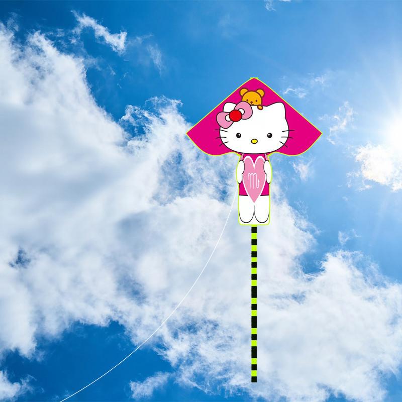 Triangular Cartoon Kite With Curved Edge For Children In Parks And Markets