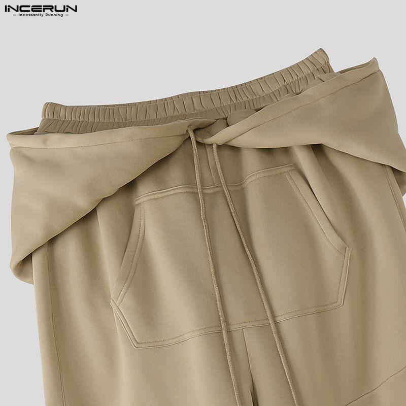 INCERUN Herren Lässig Elastischer Bund Kapuzenpullover Patchwork Lang Sweatshirts Hosen