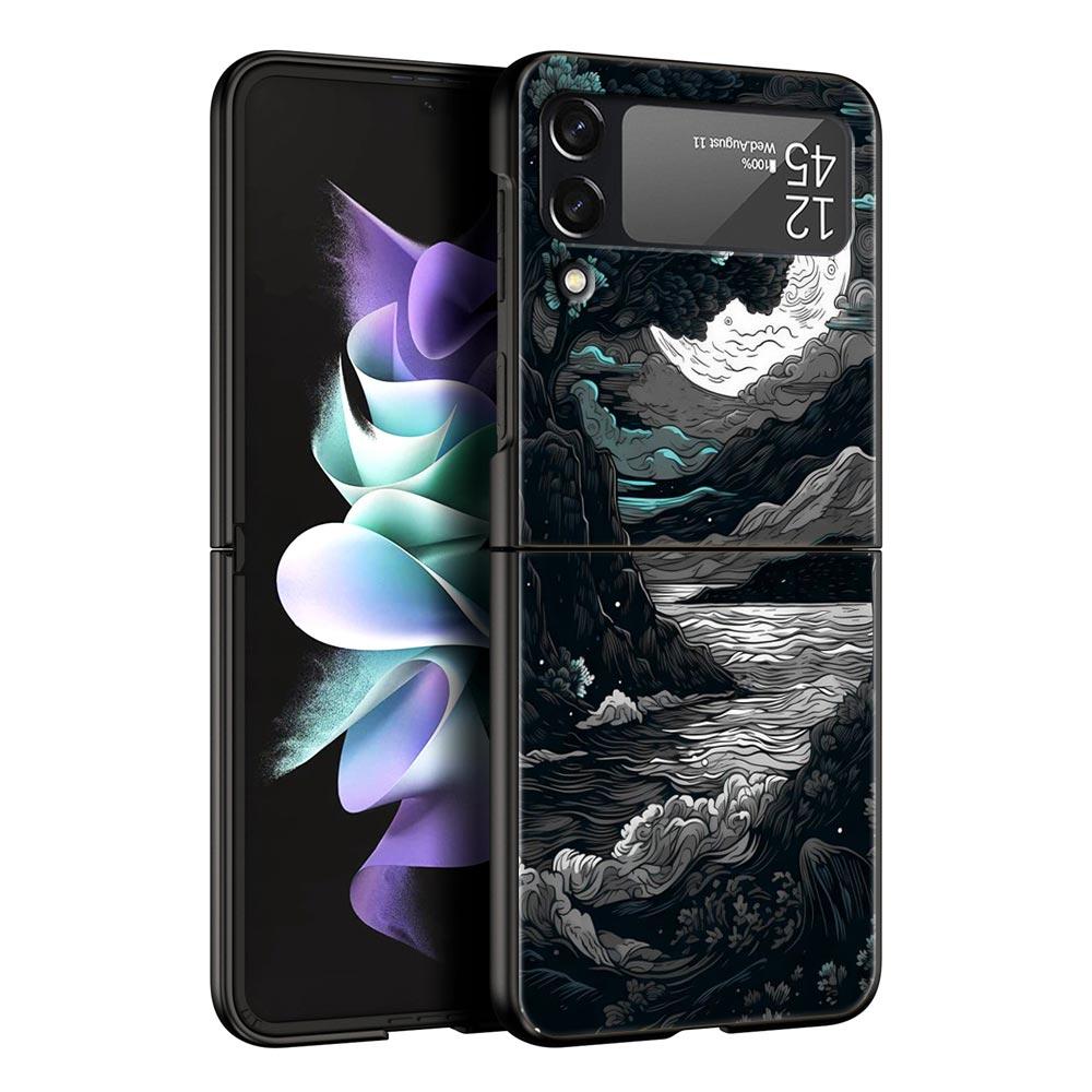 Cartoon Print Phone Case for Samsung Galaxy Z Flip 3 4 5 Folding Mobile Shell For Samsung Z Flip3 Flip4 Flip5 PC Hard Cover