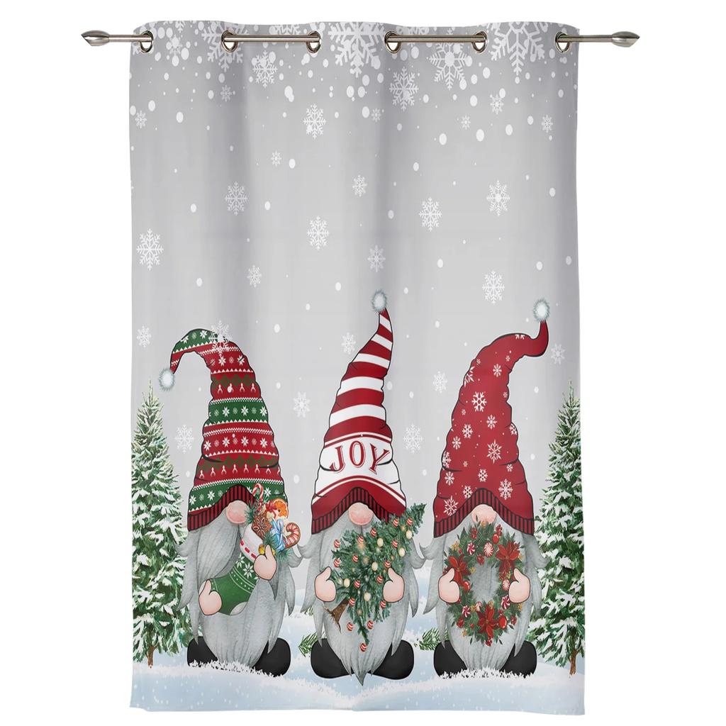 Weihnachten Winter Schneeflocke Wichtel Fenster Vorhänge Deko Für Zuhause Schlafzimmer Küche Wohnzimmer Ornament Weihnachtsgeschenke Navidad Vorhänge
