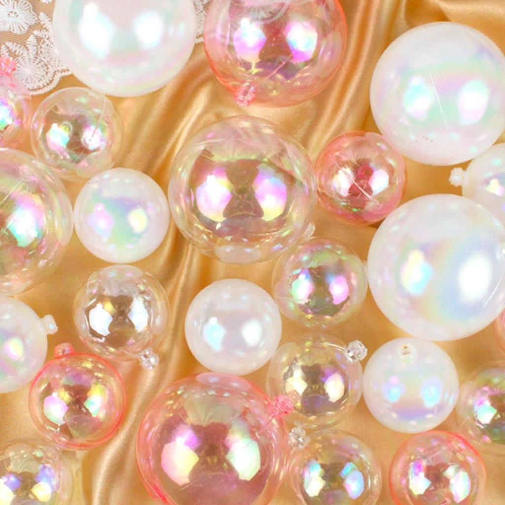 50 Iridescent Bubble Ball Cake Decorations - Colorful and Transparent Birthday Ornaments