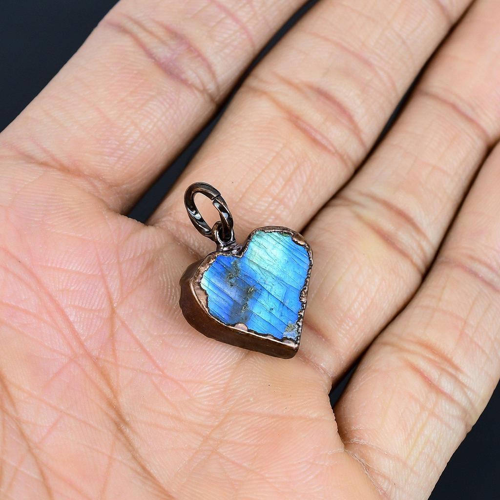 Labradorite Pendant Gemstone Jewelry, Copper Electroformed Pendant, Handmade Jewelry Birthstone Pendant, Gift For Him