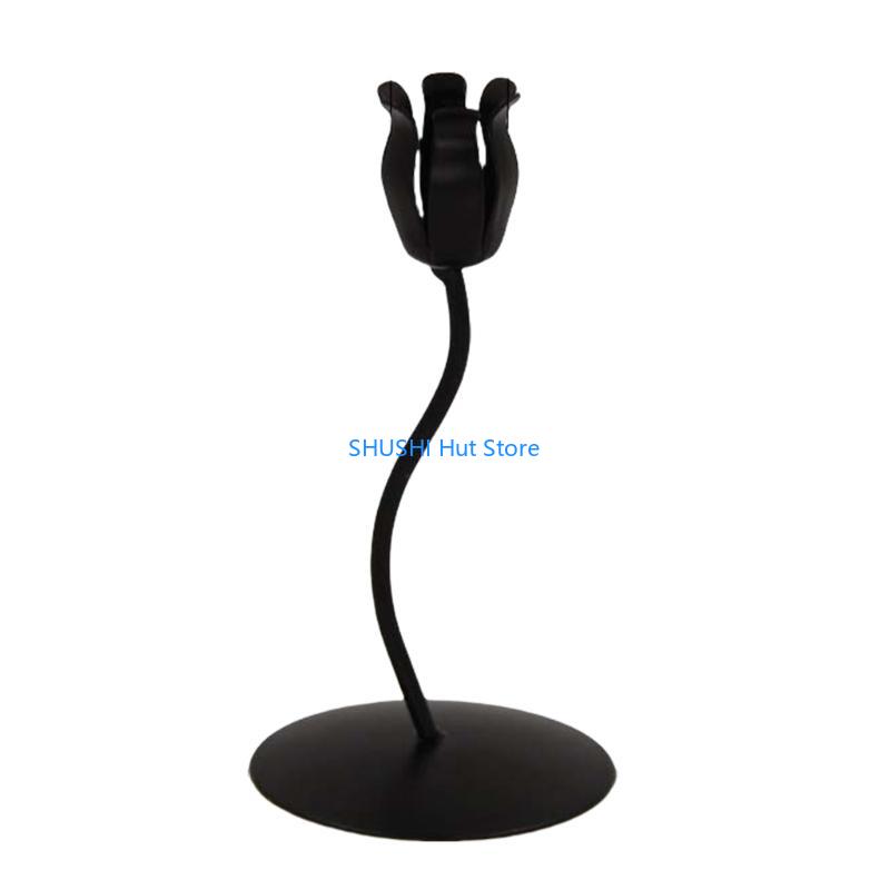 Home Decors Iron Holders Candelabra Nordic Flower Taper Candlestick D57B