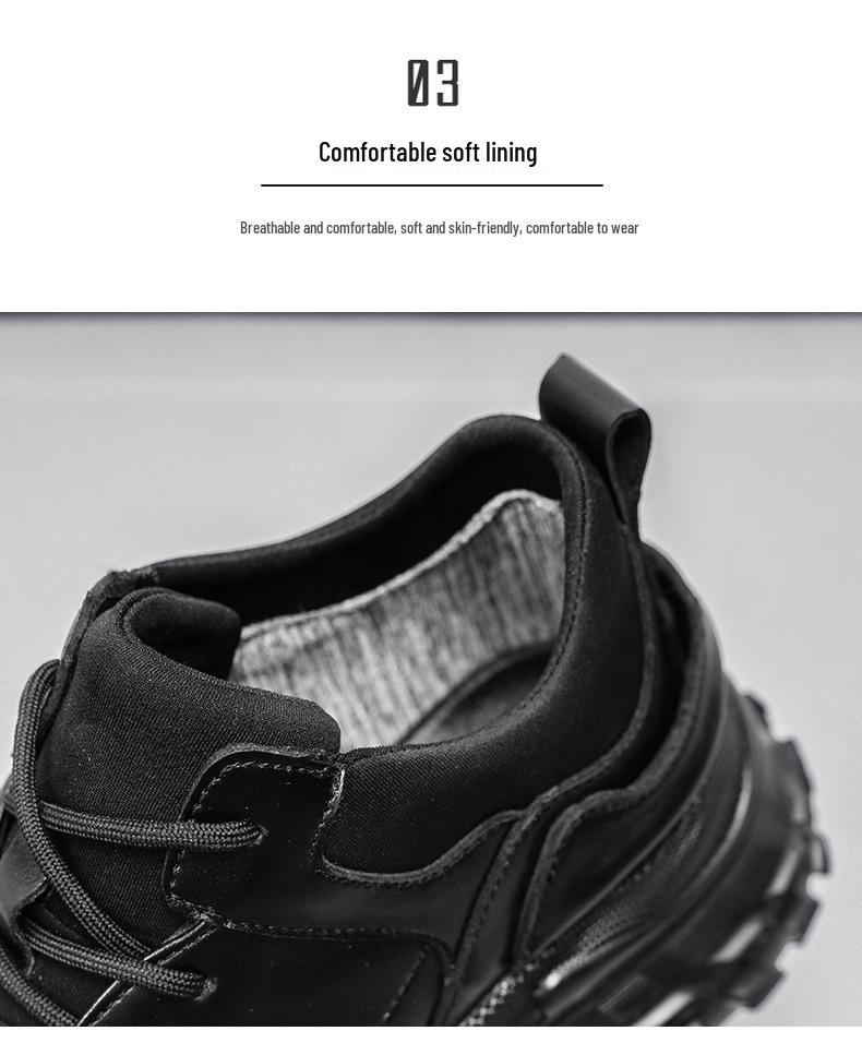 Men's Casual Low-Top Genuine Leather Sneakers - Thick Sole Dad Shoes, Spring/Autumn Fashion Platform Footwear
