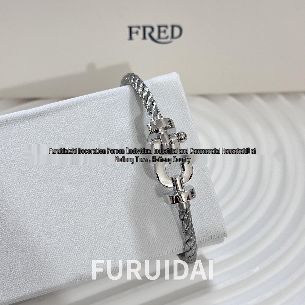 Fei Family Diamond Horseshoe Bracelet: Zodiac-Themed DIY Steel Wire for Couples