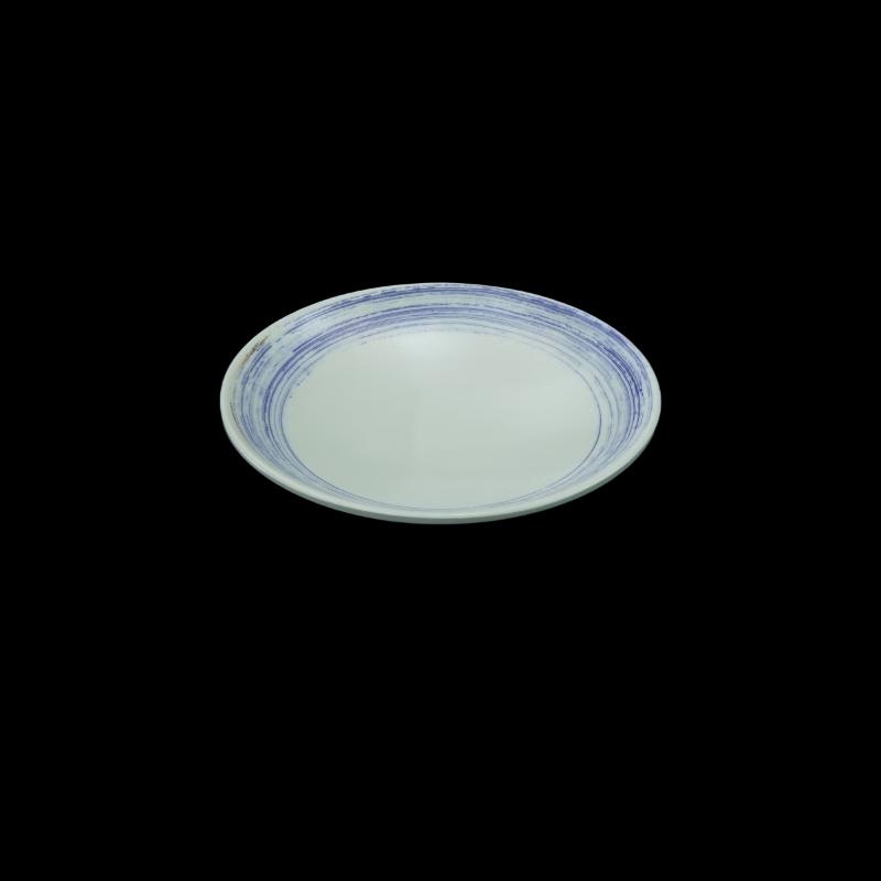 

8-inch Blue Rim Ribbed Melamine Round Plate Set