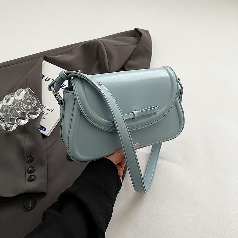 Red Bow Crossbody Bags for Women New Simple Versatile Single Shoulder Bag French Textured Leather Handbags Trend