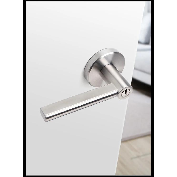 304 Stainless Steel Three-pole Handle Lock Single Tongue Bathroom Interior Door Lock Aisle Fire Door Door Lock With Key