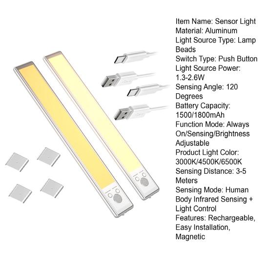 Motion Sensor Light Rechargeable Magnetic Night Light Adjustable Brightness Color Wireless LED Lighting for Closet Hallway