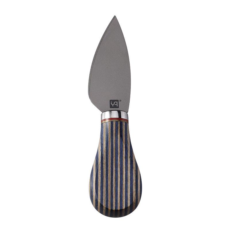 High-End Titanium Alloy Cheese Knife with Blue Wood Handle - Western Tableware Butter & Jam Spreader