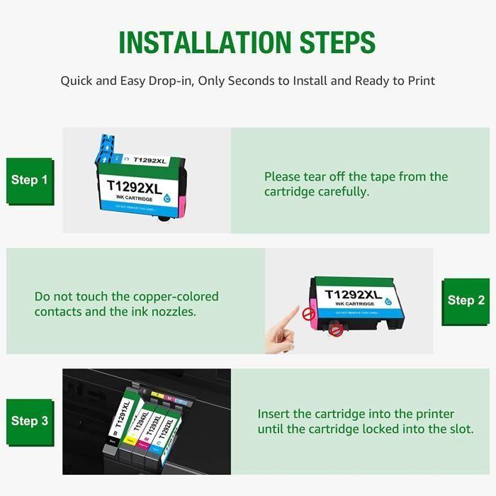 Cartouche d'encre Epson T1295 compatible pour Stylus SX235W SX525WD SX425W SX445W - Multi-couleurs - Pack de 10