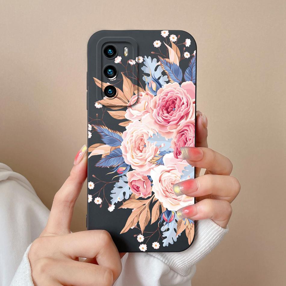 Case For Huawei P40 Pro Flower Pilot Back Cover Soft Liquid Silicone Camera Protection Phone Shell For Huawei P 40 P40Pro Coque