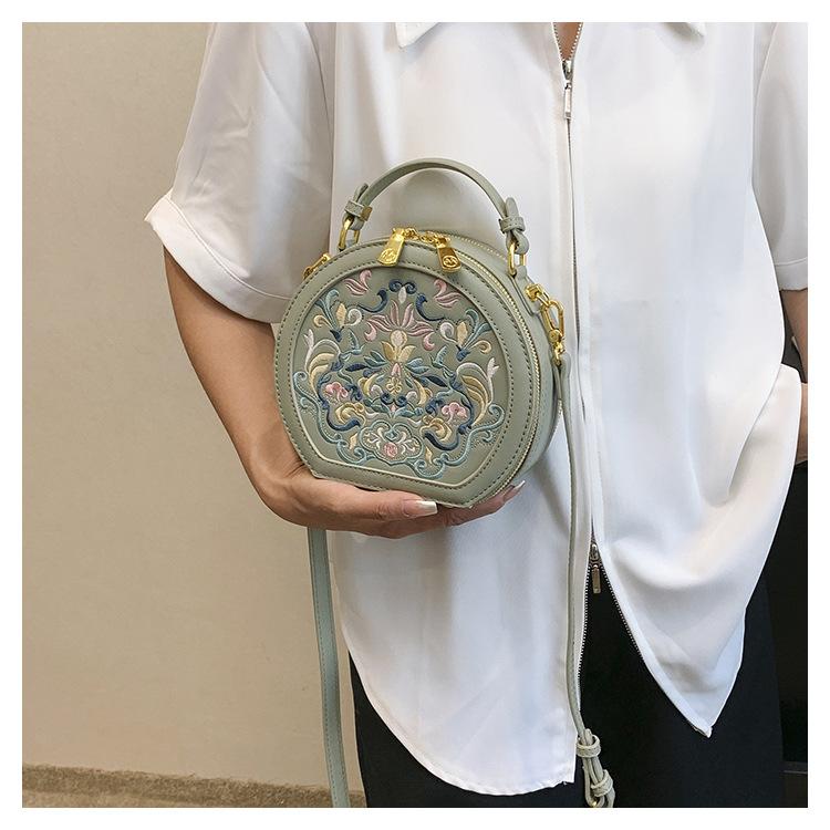 Bolsas Bolsas Transversais Femininas Primavera 2025 Novo Estilo Chinês Bordado Bolsas de Mão High-end Novo Estilo Chinês Moda Pequena Bolsa Redonda
