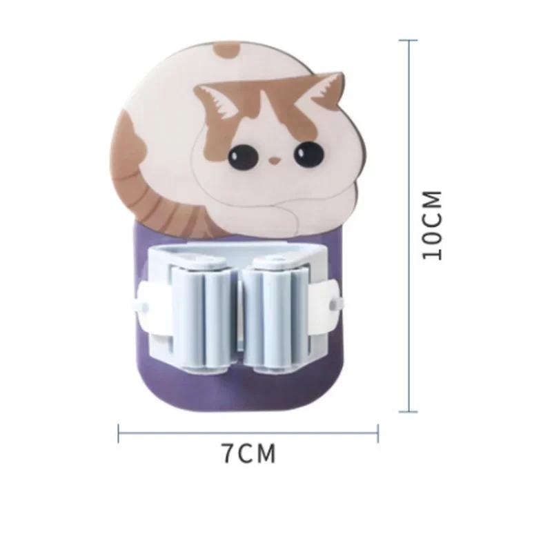 

Крючки настенные мультяшные для ванной комнаты, держатель-органайзер для швабры, самоклеящийся, кошка, многоцелевая вешалка для комнаты, прочные крючки, зажим для швабры, инструменты серый