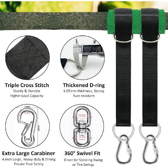 Tree Swing Straps Hanging Kit 3FT/8FT/15FT/20FT/25FT, Extra Long Tree Swing Straps Holds 5500 Lbs with Lock Carabiners & Tree Protectors, Safer for