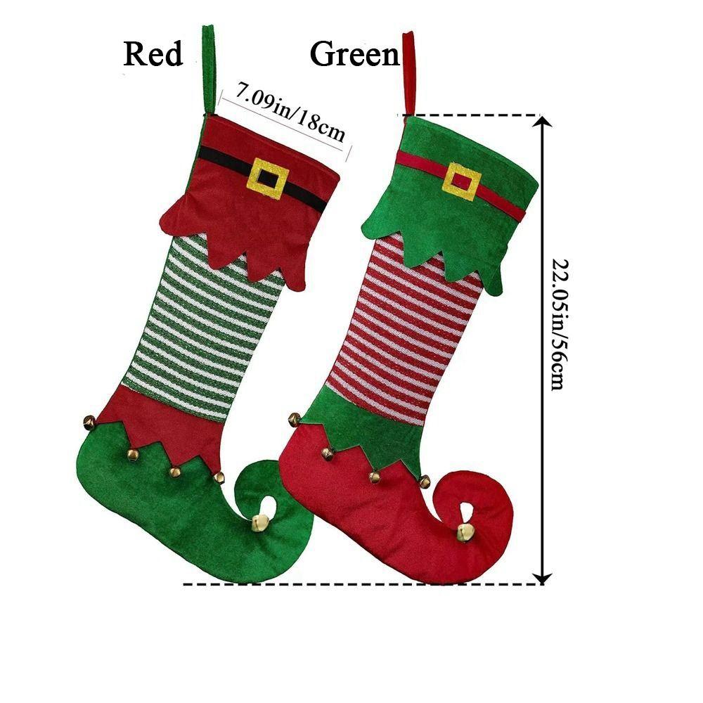 Hanging Elf Christmas Stockings Red/Green Christmas Tree Decorations Fairy Elf Stocking  Party