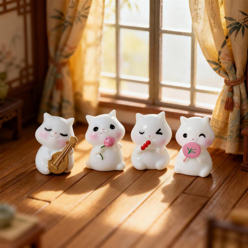 Ein Set Von 6 Multifunktionalen Katzenfiguren Aus Harz, Dekorationsartikel