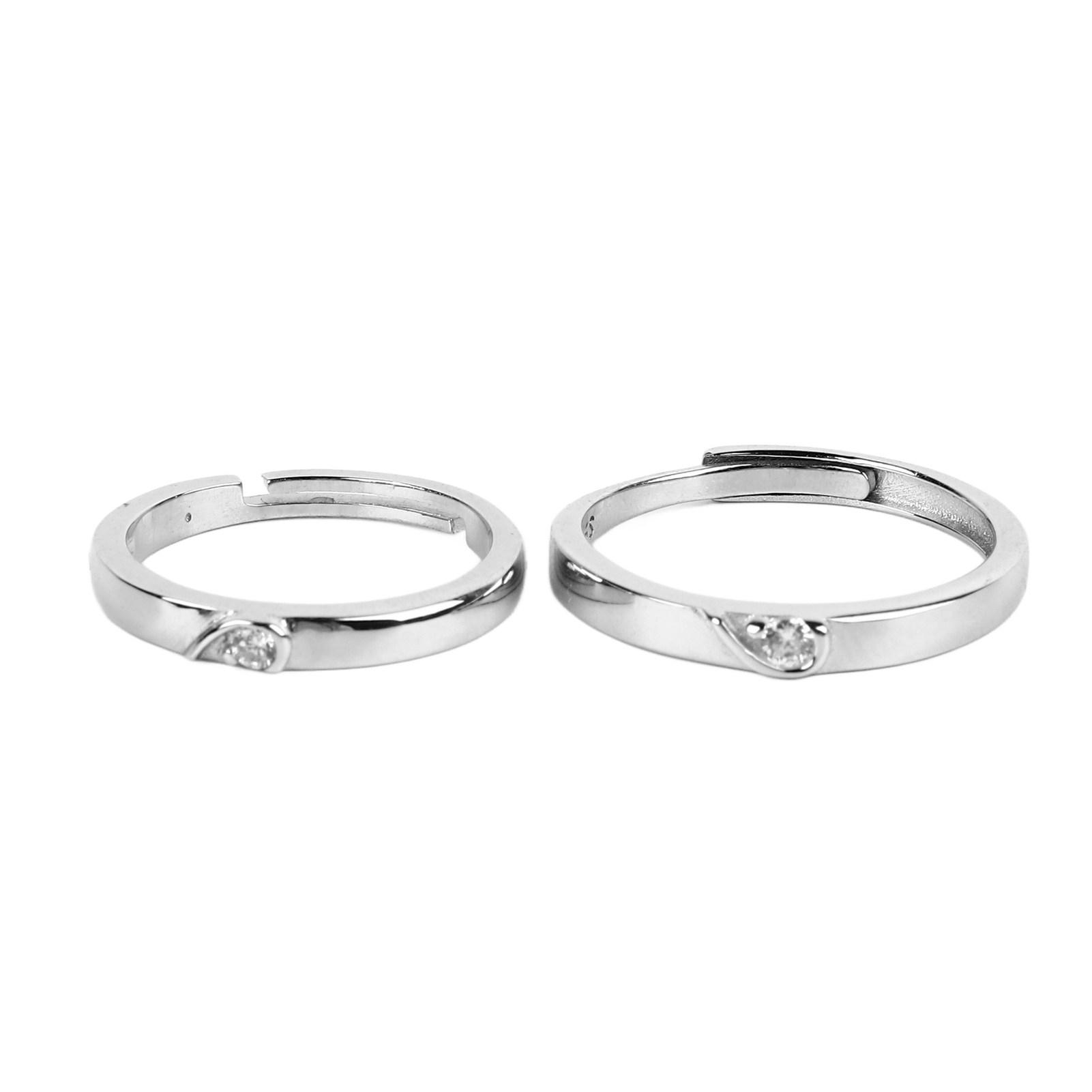 

1 Pair Couple Rings Silver Men Women Finger Ring Accessory for Proposal Anniversary