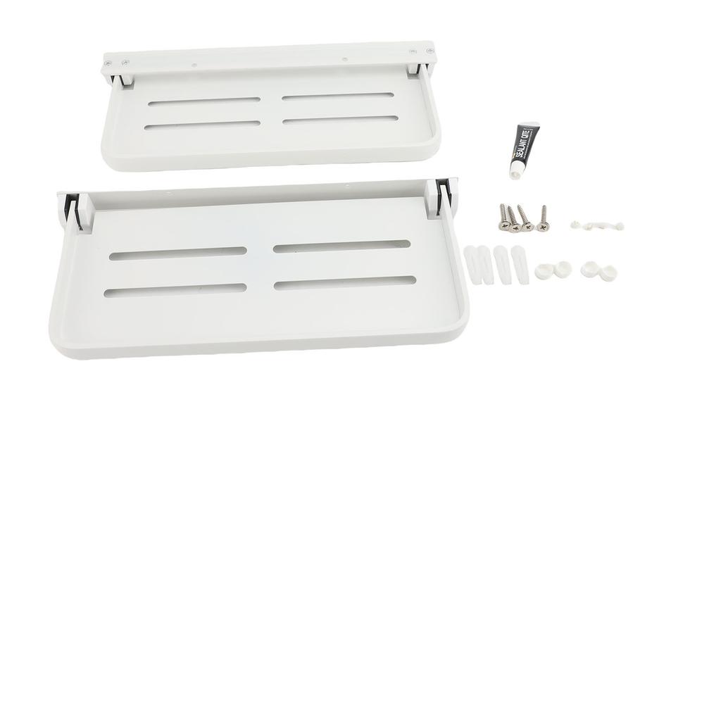 2 Stück kleine klappbare Wandregale Weltraum-Aluminium faltbare Regale 90 Grad hochklappbar für Nachttisch Toilette Waschküche Weiß