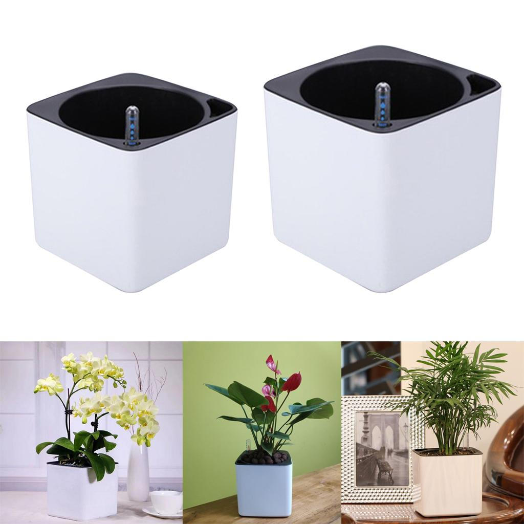 

2 шт. Белые цветочные горшки с индикатором уровня воды для растений