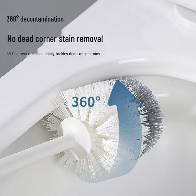Punch-Free Long-Handled Toilet Brush with Base – Thickened Plastic for Bathroom Cleaning