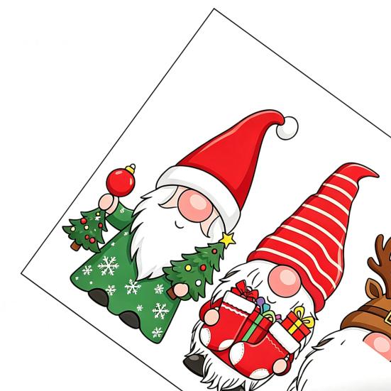 Holiday Glass Clings Christmas Gnome Static Window Sticker, PVC Waterproof Clings, Cartoon Festive Party Supplies Decals, Cute Faceless Dwarf Stickers