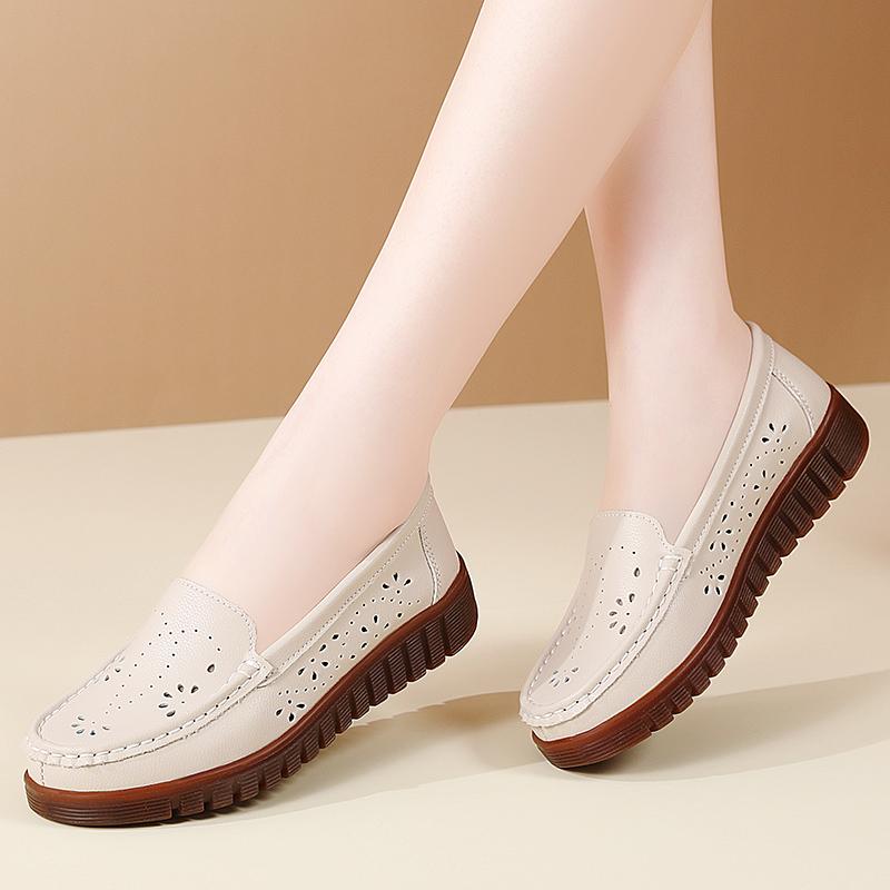 Women's Summer Loafers Leather Driving Moccasins Comfort Flats Casual Slip On Plus Size Shoes for Girl