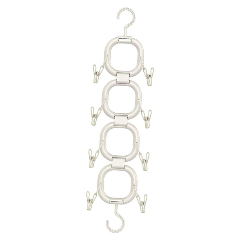 

Entryway Hanger Shelf with Adjustable Hook Sturdy Structure Scarves Display Rack 2 rings