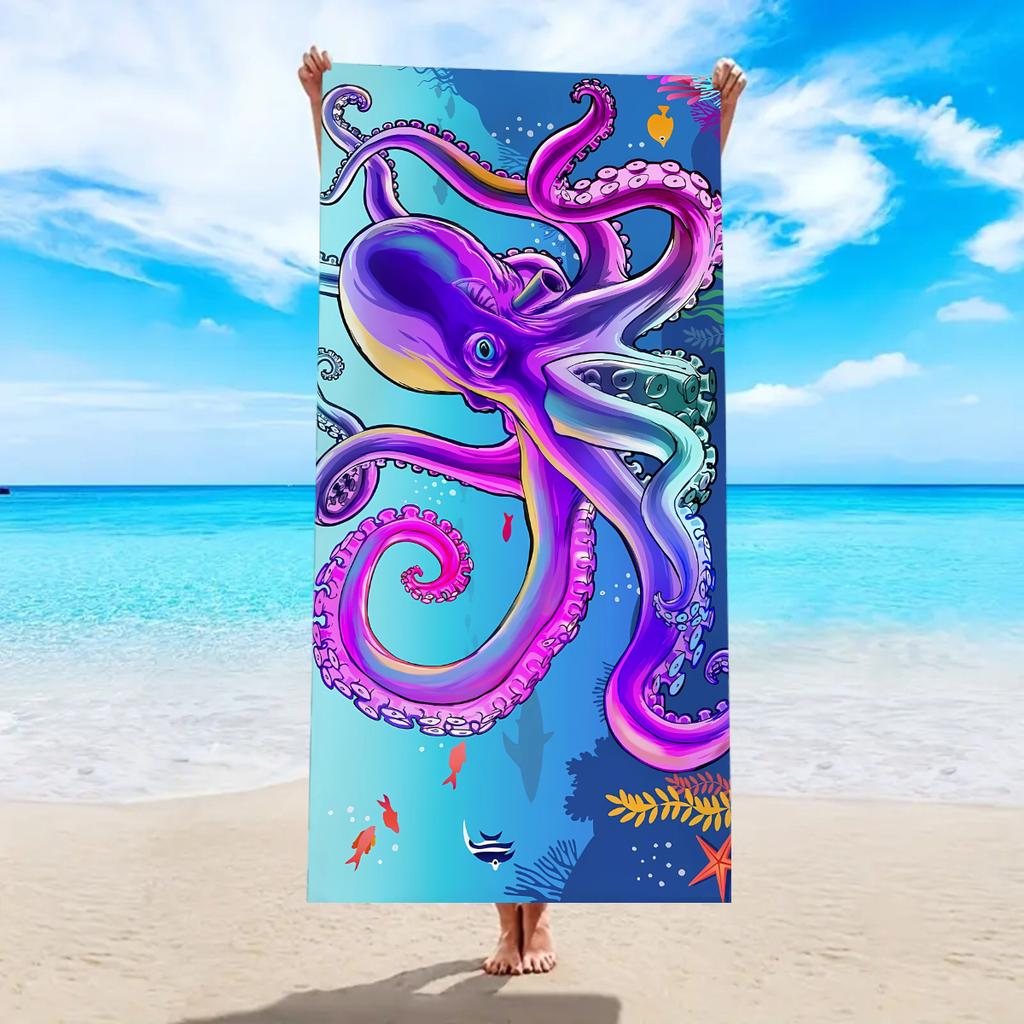 1pc Cartoon animal printed beach towel, ultra-fine fiber quick drying absorbent soft swimming towel, swimming sports towel