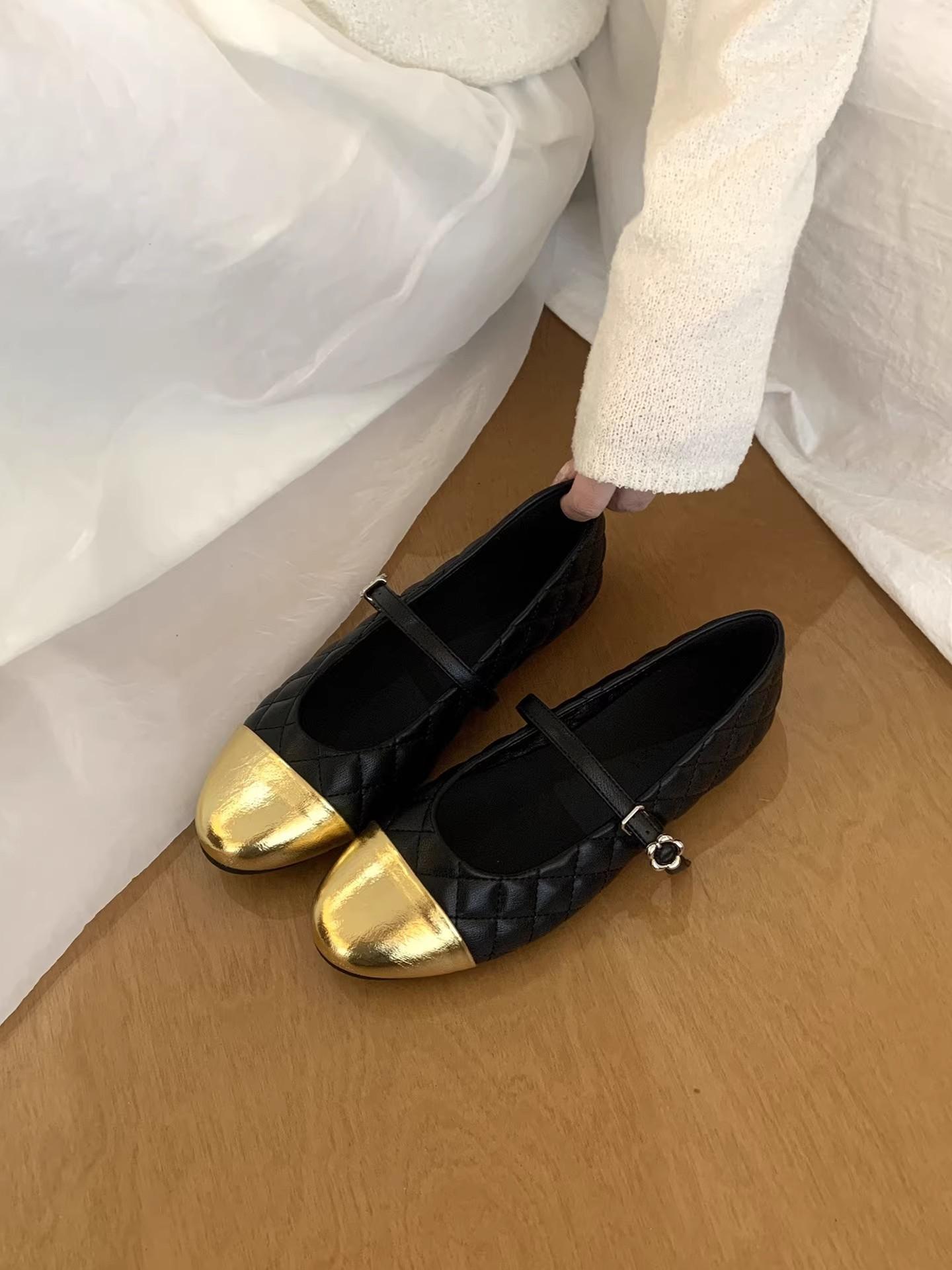 

Woman Flat Shoes Fashion Color Blocking Shallow Buckle Strap Mary Jane Shoes Comfortable Soft Elegant Versatile Round Toe Flats 35 чёрный