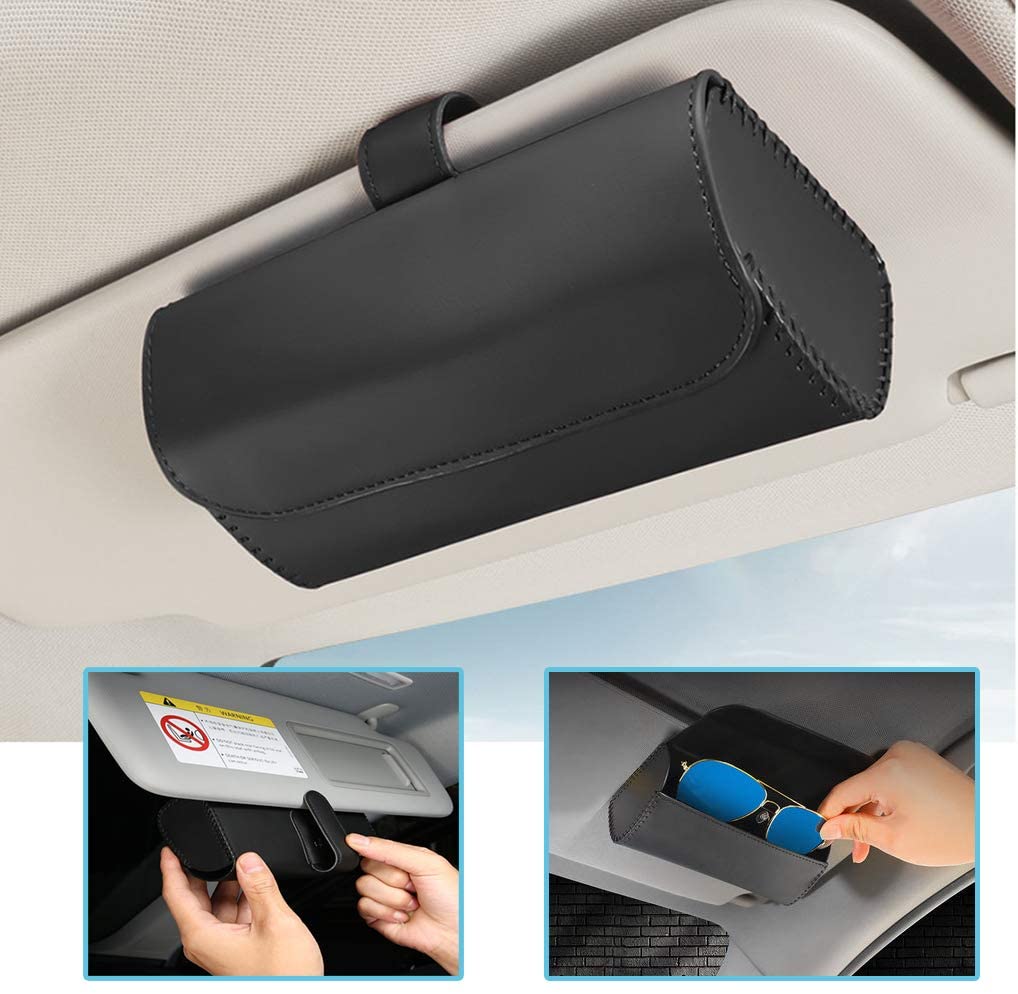 Car Glasses Case Hanging Sun Visor Sunglasses Holder Bill Card Storage Automotive Interior Accessories