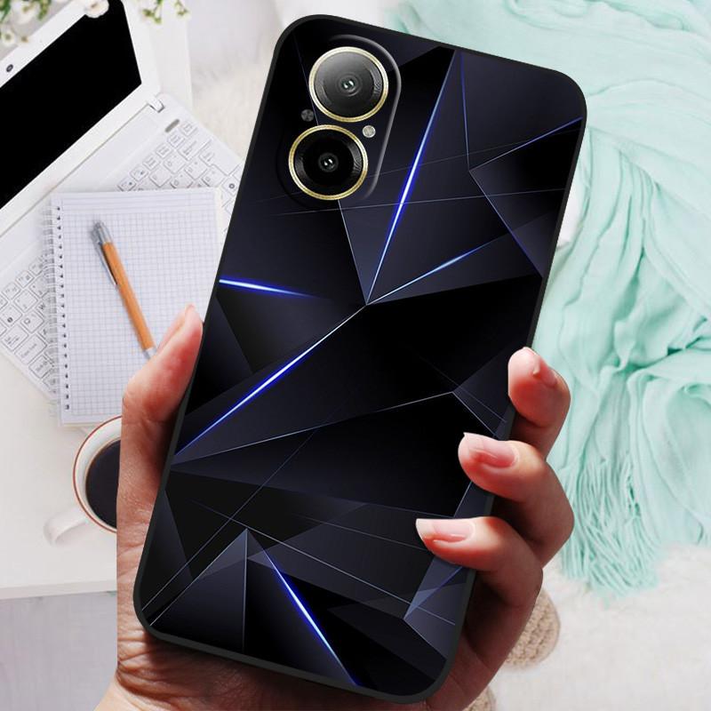 Für Realme C67 4G Hülle RMX3890 Beliebte Blumengemalte Abdeckung Silikon Handyhülle Für Realme C67 C 67 RealmeC67 4G Weiche Taschen Schwarz