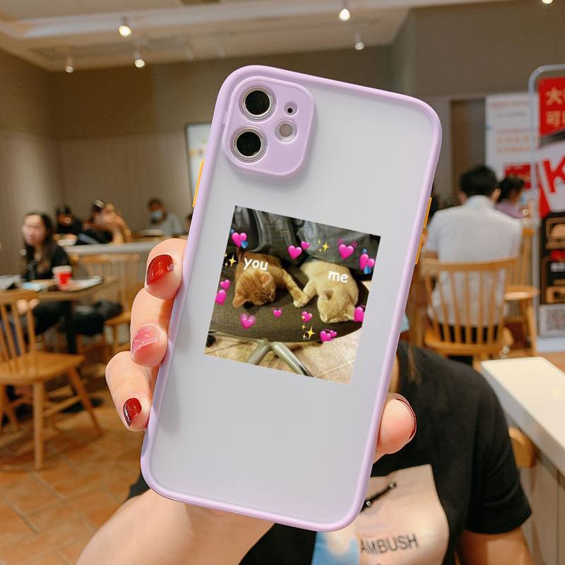 Super cute cats dogs Bumper Phone Case For iphone12 11 Pro Max X XS Max XR 7 8 Plus 12mini Translucent Matte Shockproof Cover