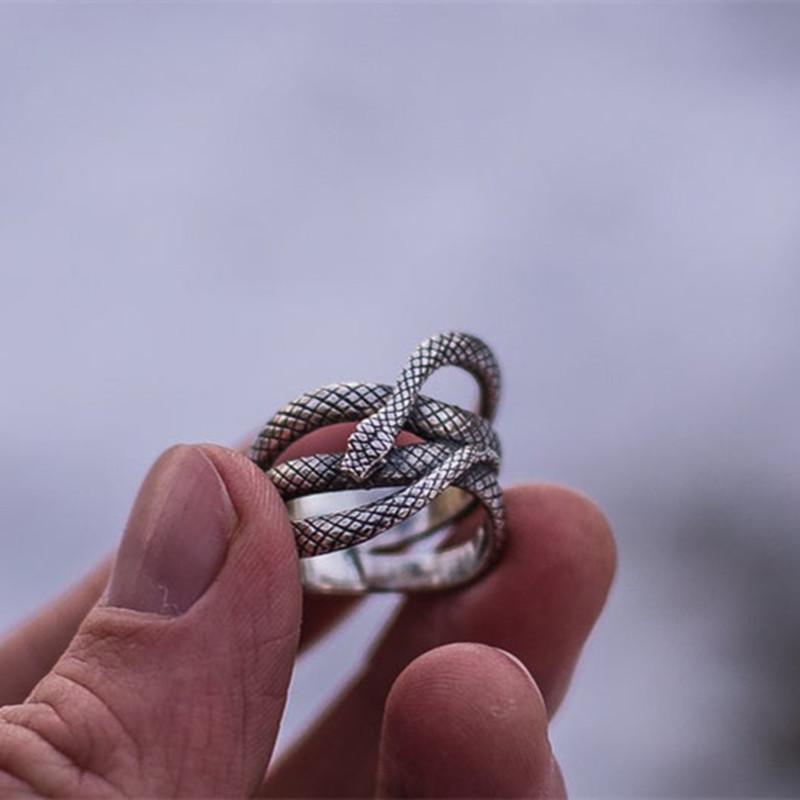 Cao Shi 2021 Retro Silver-Plated Snake Unisex Ring