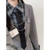 Japanese Academy Plaid Patchwork Waist-Cinched Shirt + Pleated Skirt Set