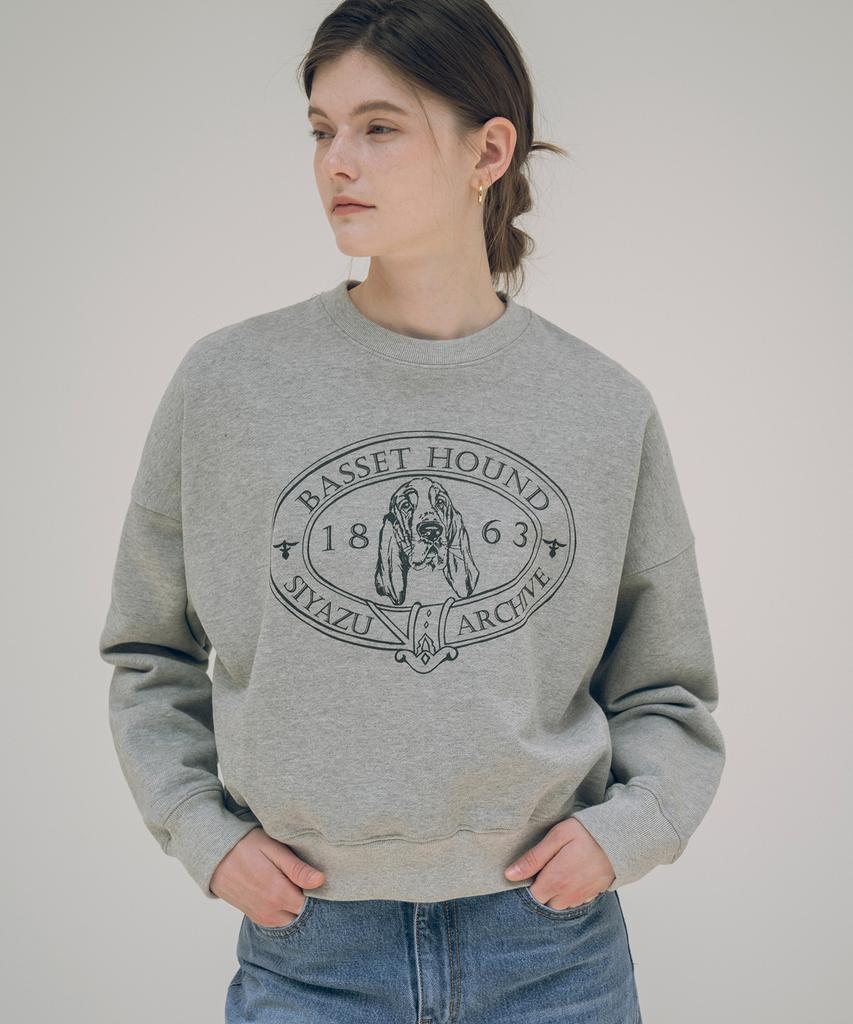 Siyajyu Sitp5072 Basset Hound Sweat Shirt_Melange Gray